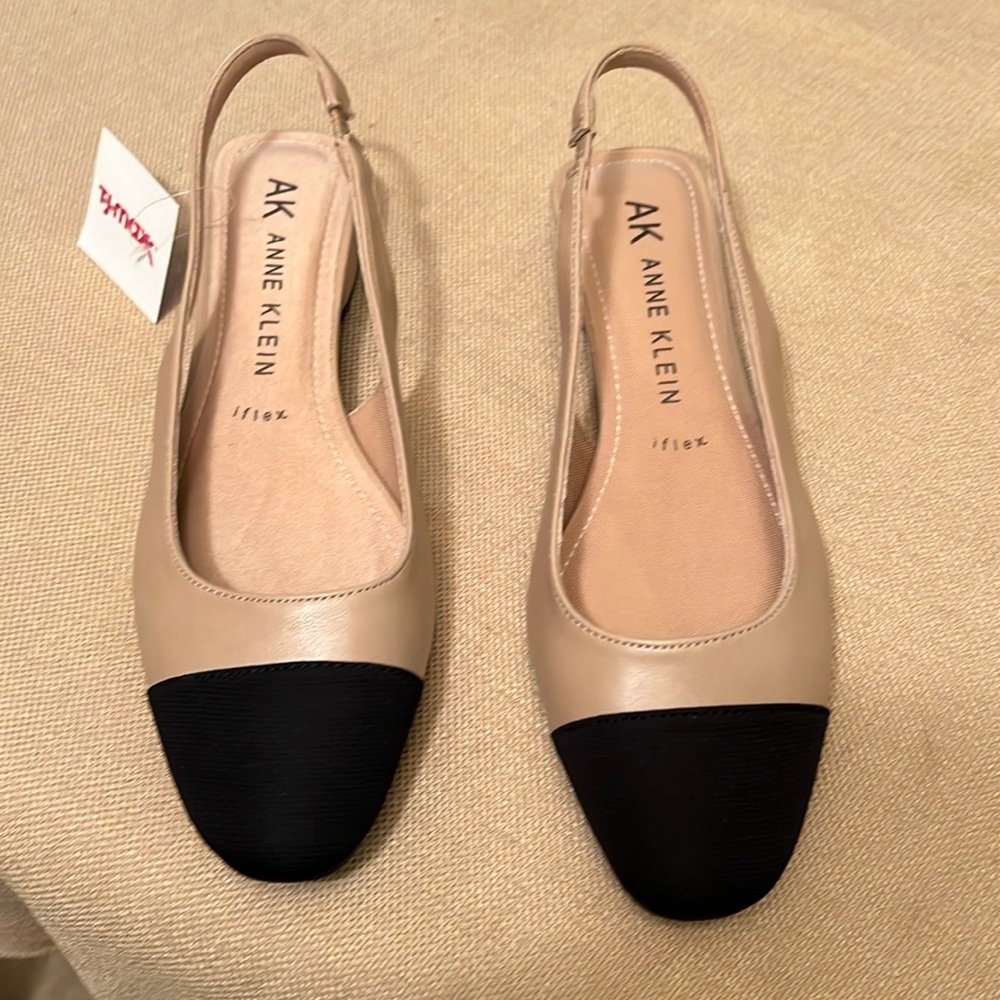 Tan and Black Slingbacks